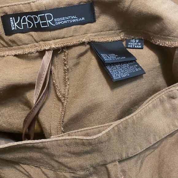 Kasper Brown Linen mixed wide-leg pants, size16W - Picture 3 of 3